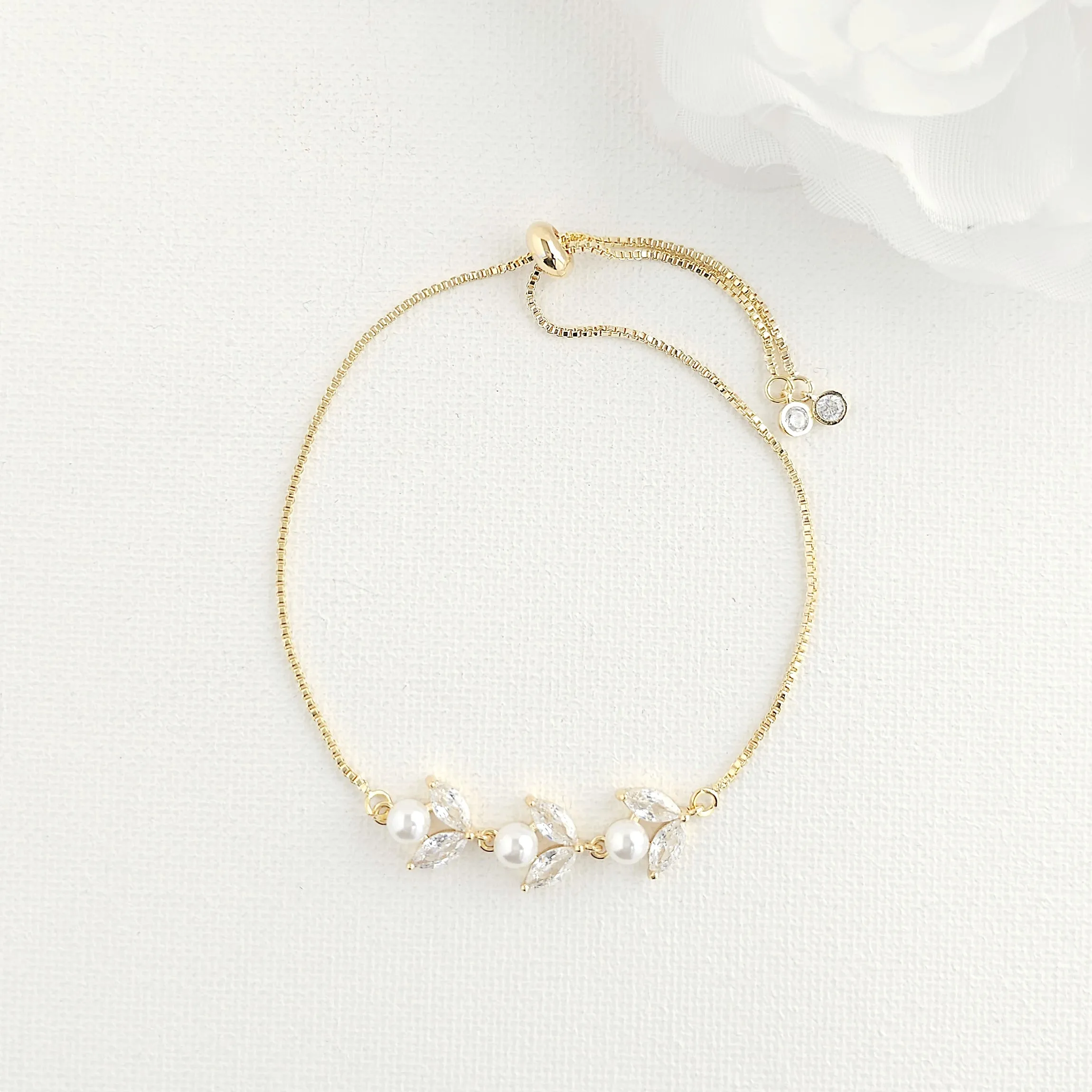 Dainty Rose Gold Bracelet for Brides and Bridemaids-Leila