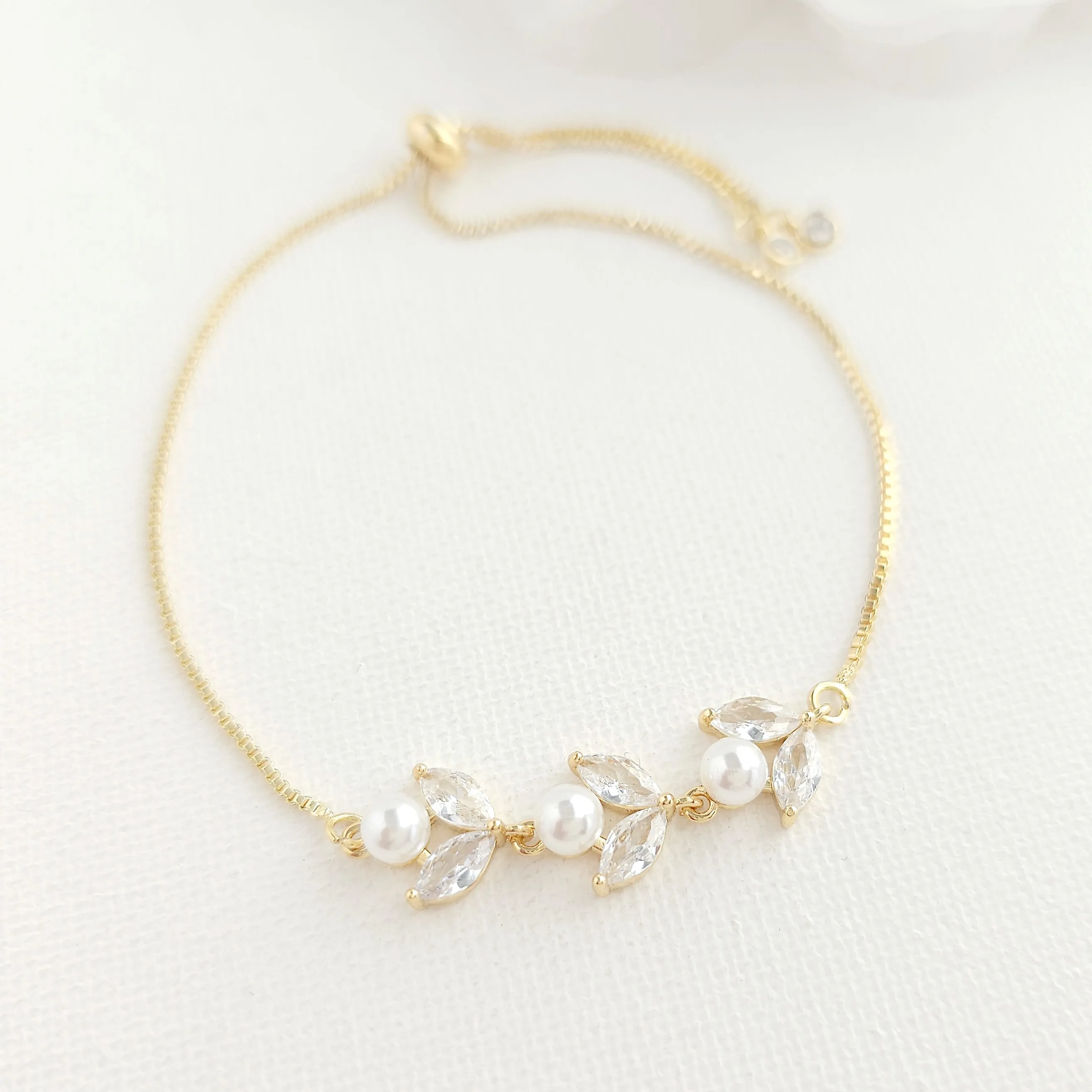 Dainty Rose Gold Bracelet for Brides and Bridemaids-Leila