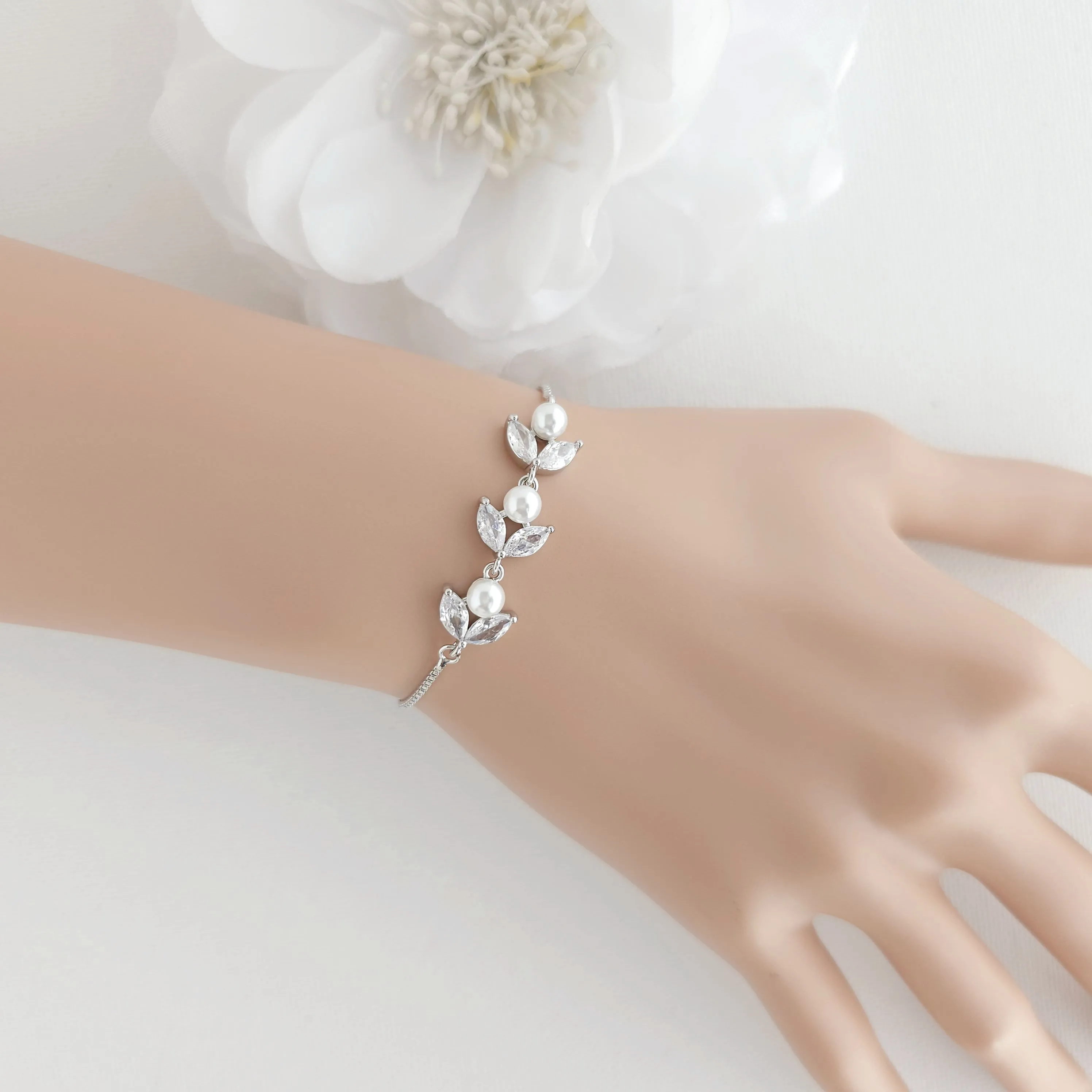 Dainty Rose Gold Bracelet for Brides and Bridemaids-Leila