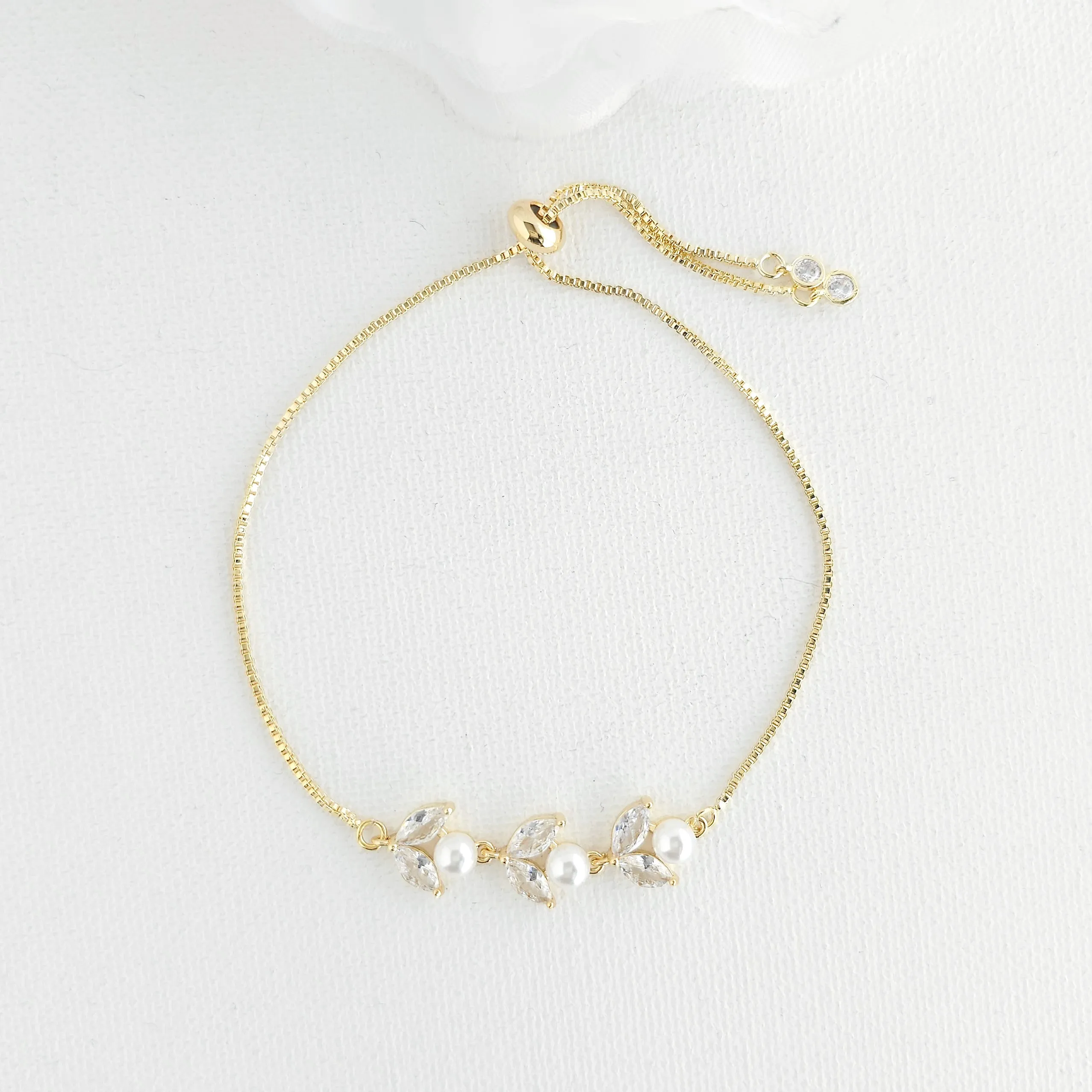 Dainty Rose Gold Bracelet for Brides and Bridemaids-Leila