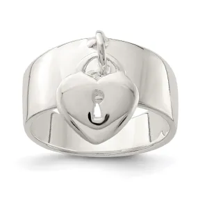 Dangle Lock Ring in Sterling Silver