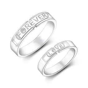 Destined to Be Loved Silver Couple Rings Set