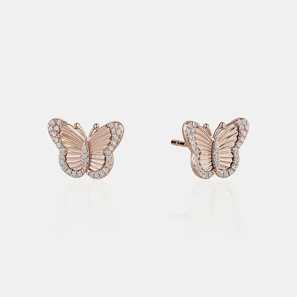 Diamond Fluted Butterfly Studs