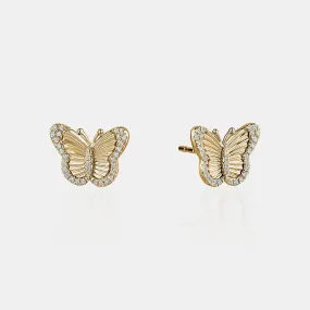 Diamond Fluted Butterfly Studs