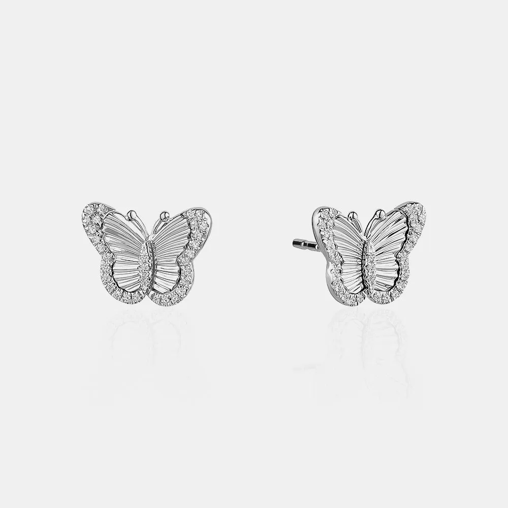 Diamond Fluted Butterfly Studs