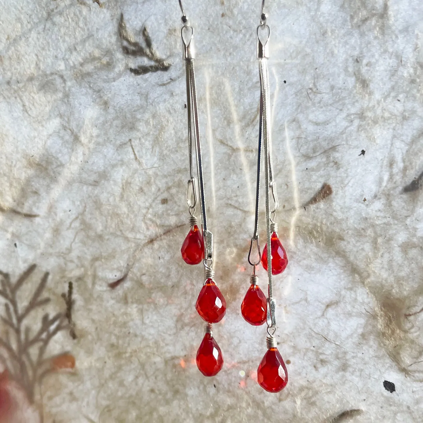 Dripping with Padparadscha Tassel Earrings