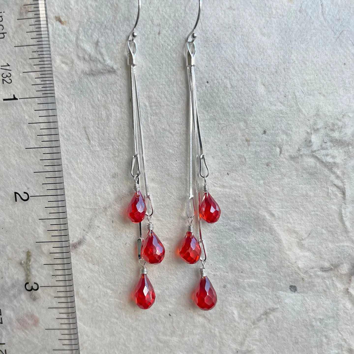 Dripping with Padparadscha Tassel Earrings