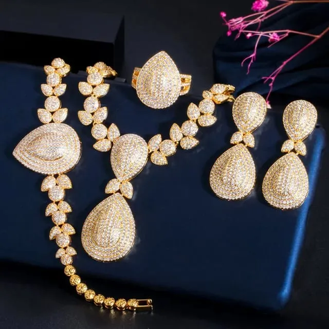 Gold-Plated Diamond Necklace Combo from Dubai - DUB001NC