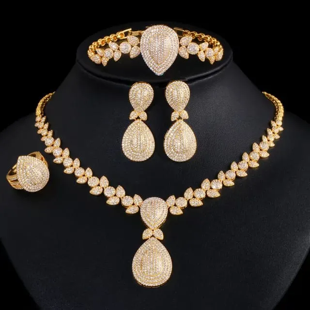 Gold-Plated Diamond Necklace Combo from Dubai - DUB001NC