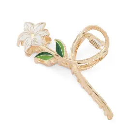 Elegant Barrette Crab Claw Gold Flower Hair Clip