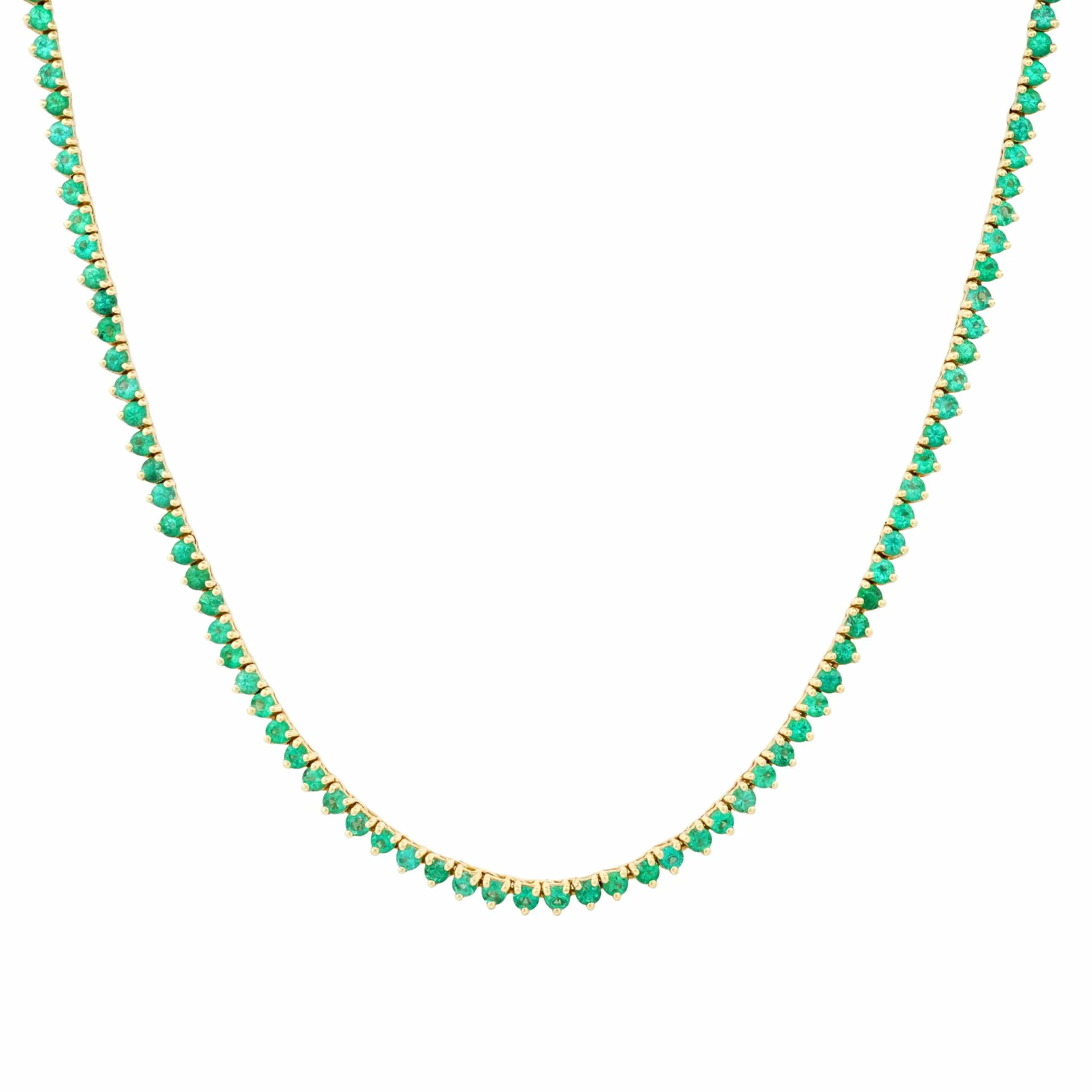 Emerald Tennis Necklace 3-Prong