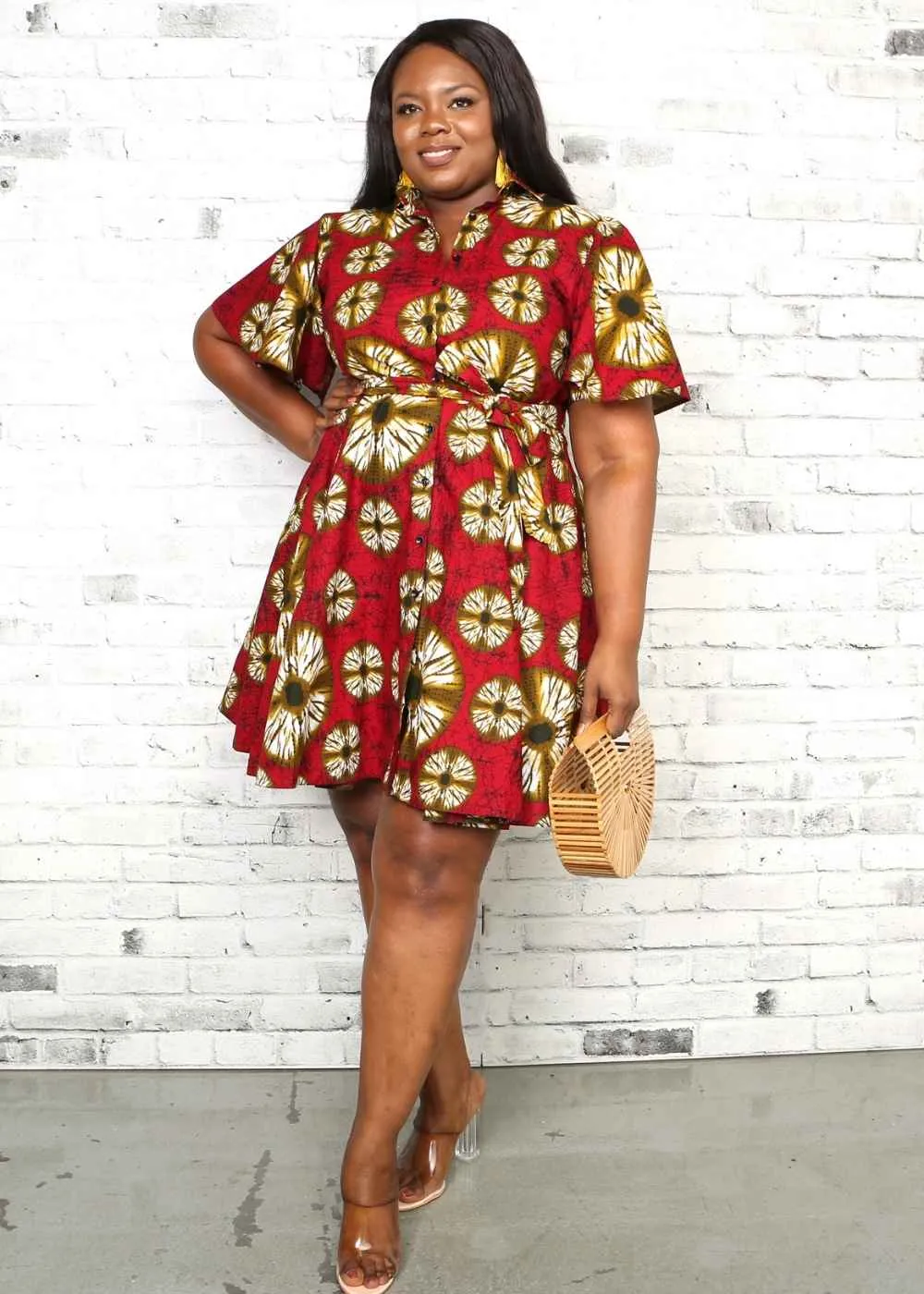 Enola Short Sleeve Flared African Print Dress For Women - African Dress