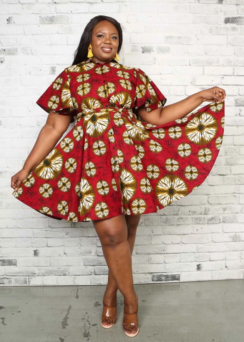 Enola Short Sleeve Flared African Print Dress For Women - African Dress