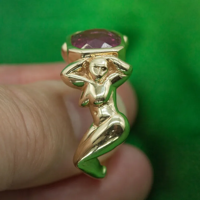 Erotica Figure Ring in Gold with Pink Tourmaline