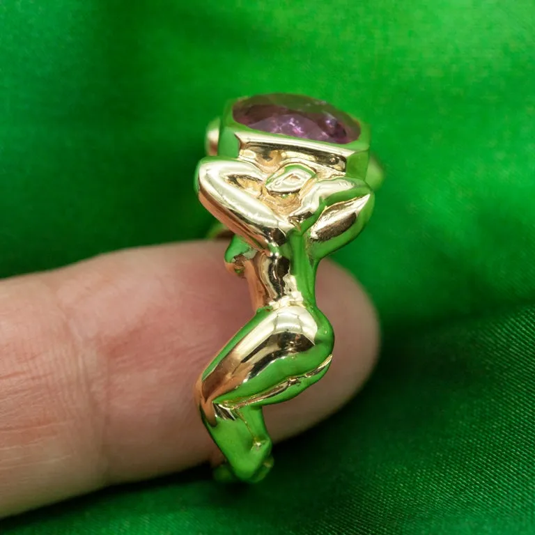 Erotica Figure Ring in Gold with Pink Tourmaline