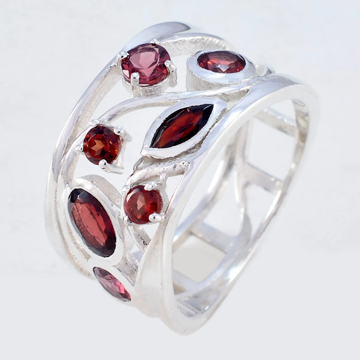 Exquisite Gemstone Garnet 925 Sterling Silver Rings Feet Jewelry