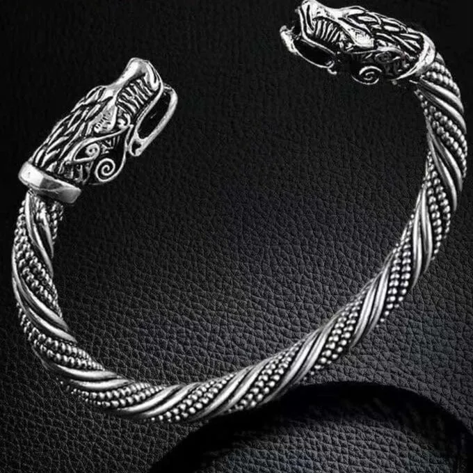 Fashion Dragon Head Cuff Bracelet - 925 Sterling Silver