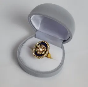 Faux Enamel ring with crystal halo - Flower