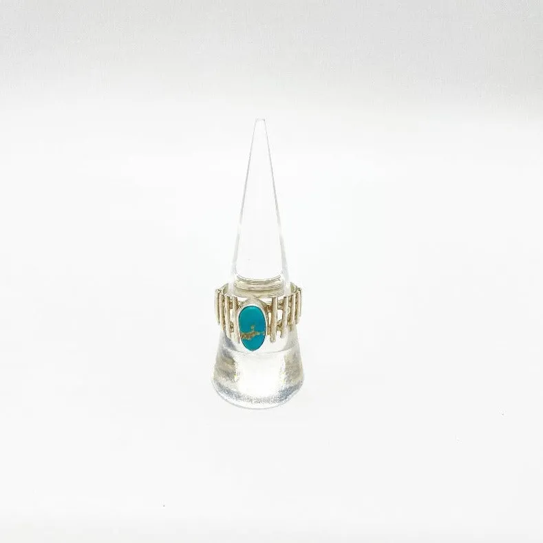 Fenced Turquoise Sterling Silver Ring