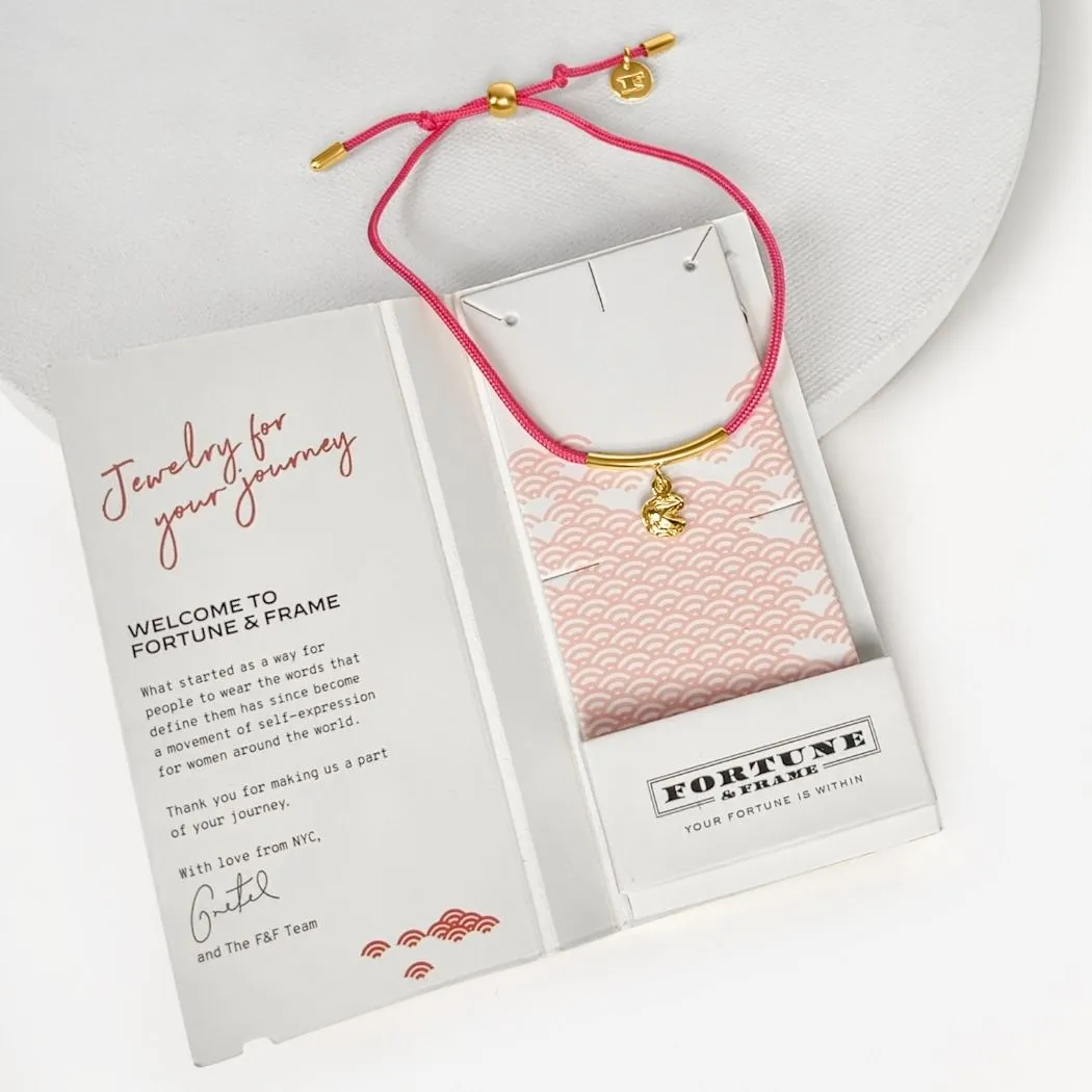 Fortune Cookie String Bracelet (Pink) - Gold