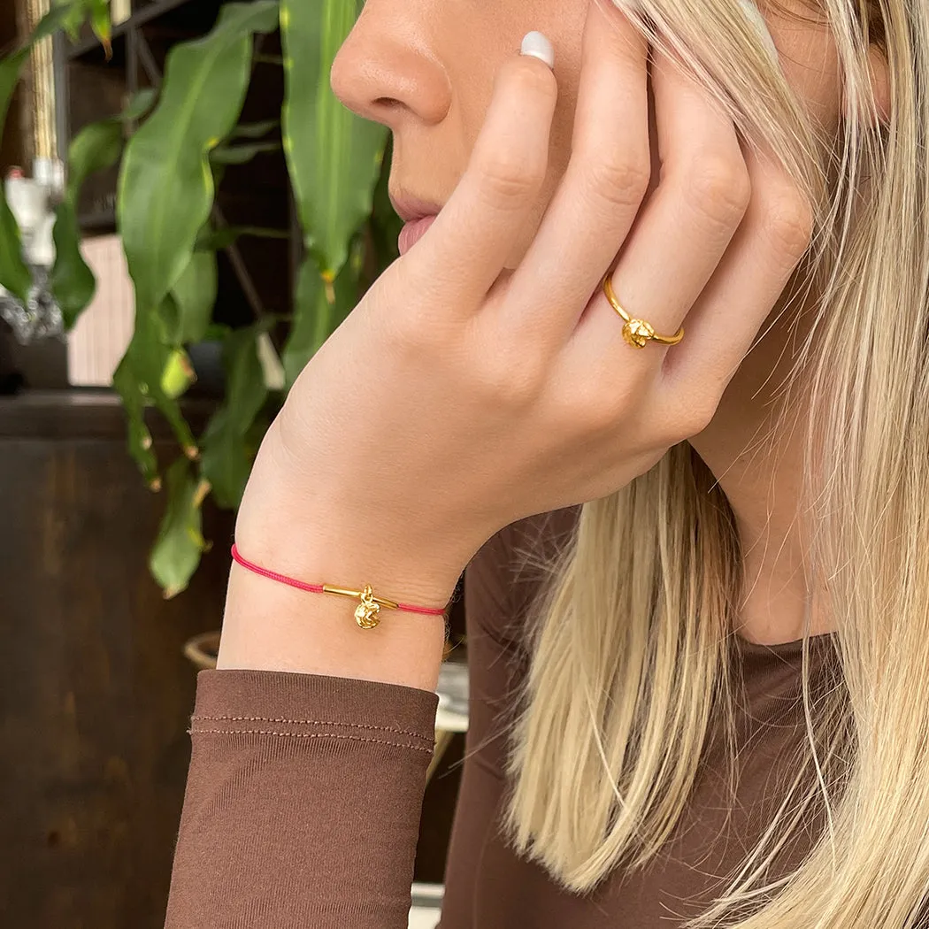 Fortune Cookie String Bracelet (Pink) - Gold