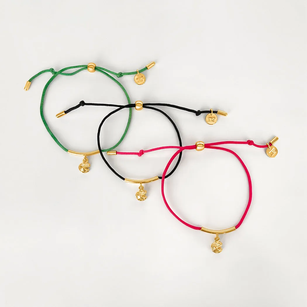 Fortune Cookie String Bracelet (Pink) - Gold