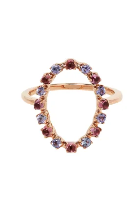 Full Circle Ring In 14K Rose Gold with Purple Tanzanites & Rhodolite