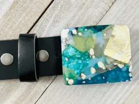 Glass Belt Buckle~ Oyster~