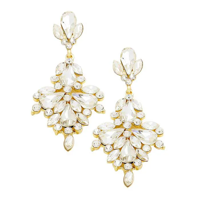 Glass Crystal Statement Evening Earrings