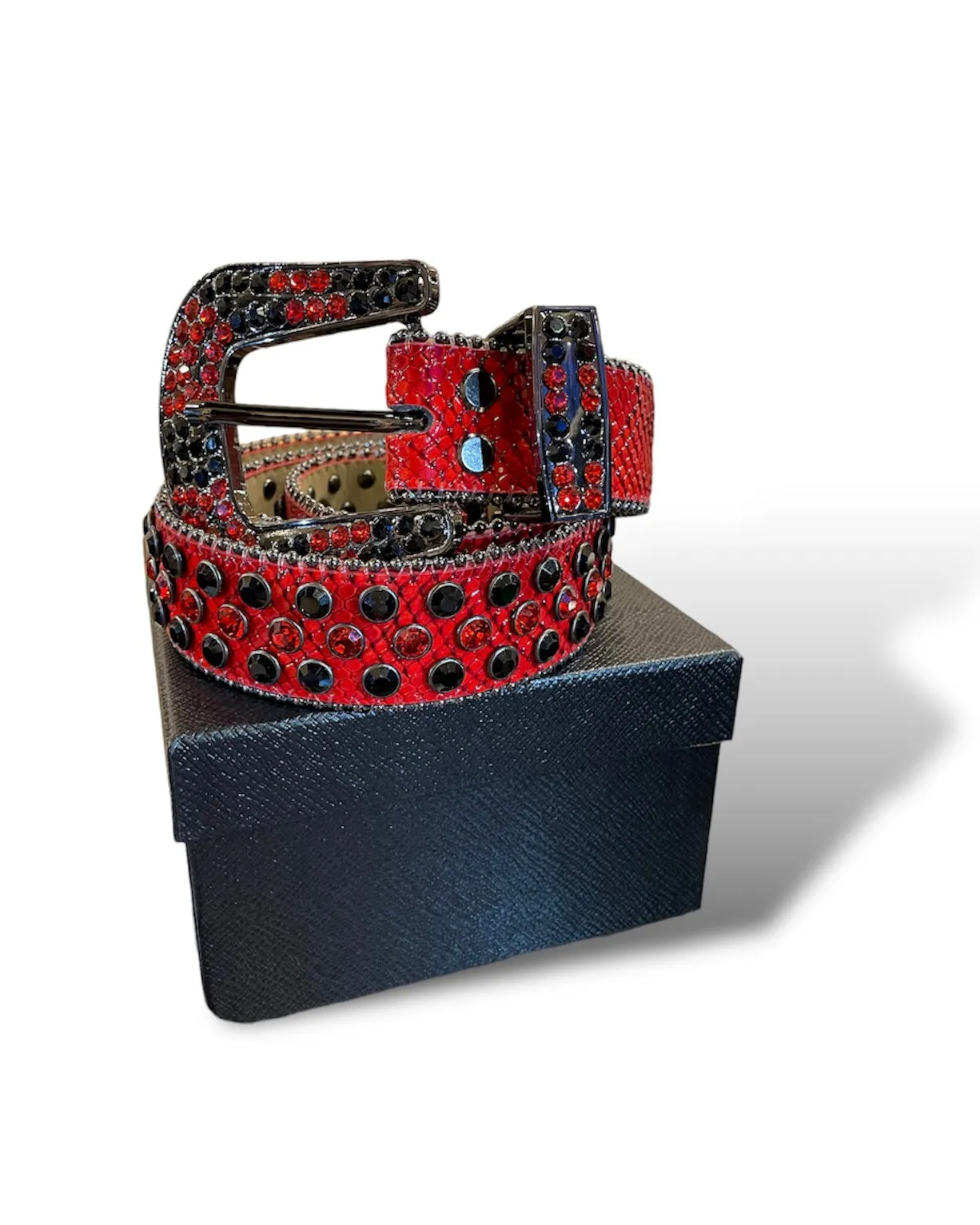 Glossed Snakeskin Stoned Belt