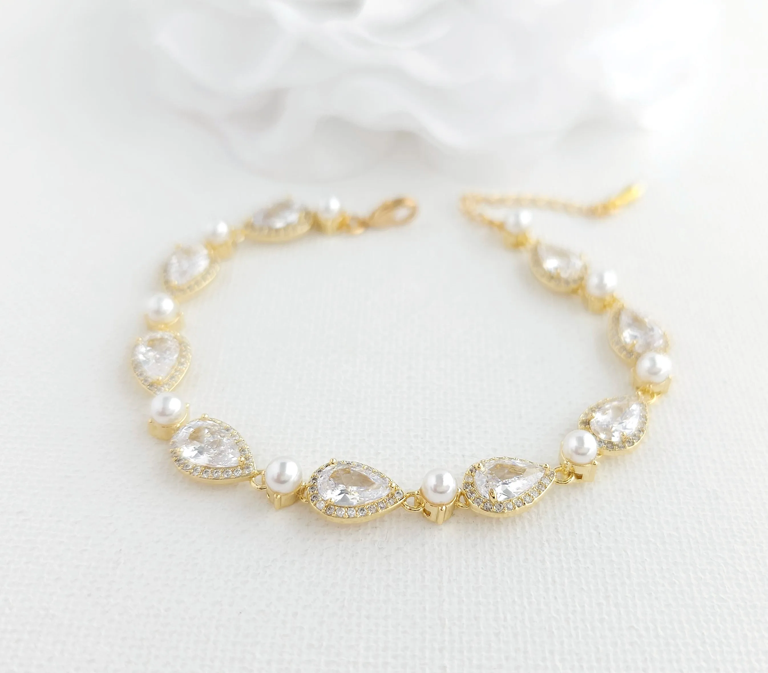 Gold and Pearl Bracelet-Emma