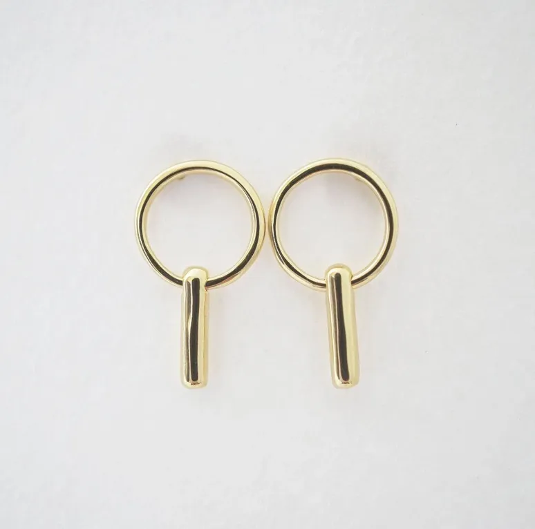 Gold Circle Line Earrings