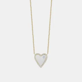 Gold Diamond Border Heart Necklace