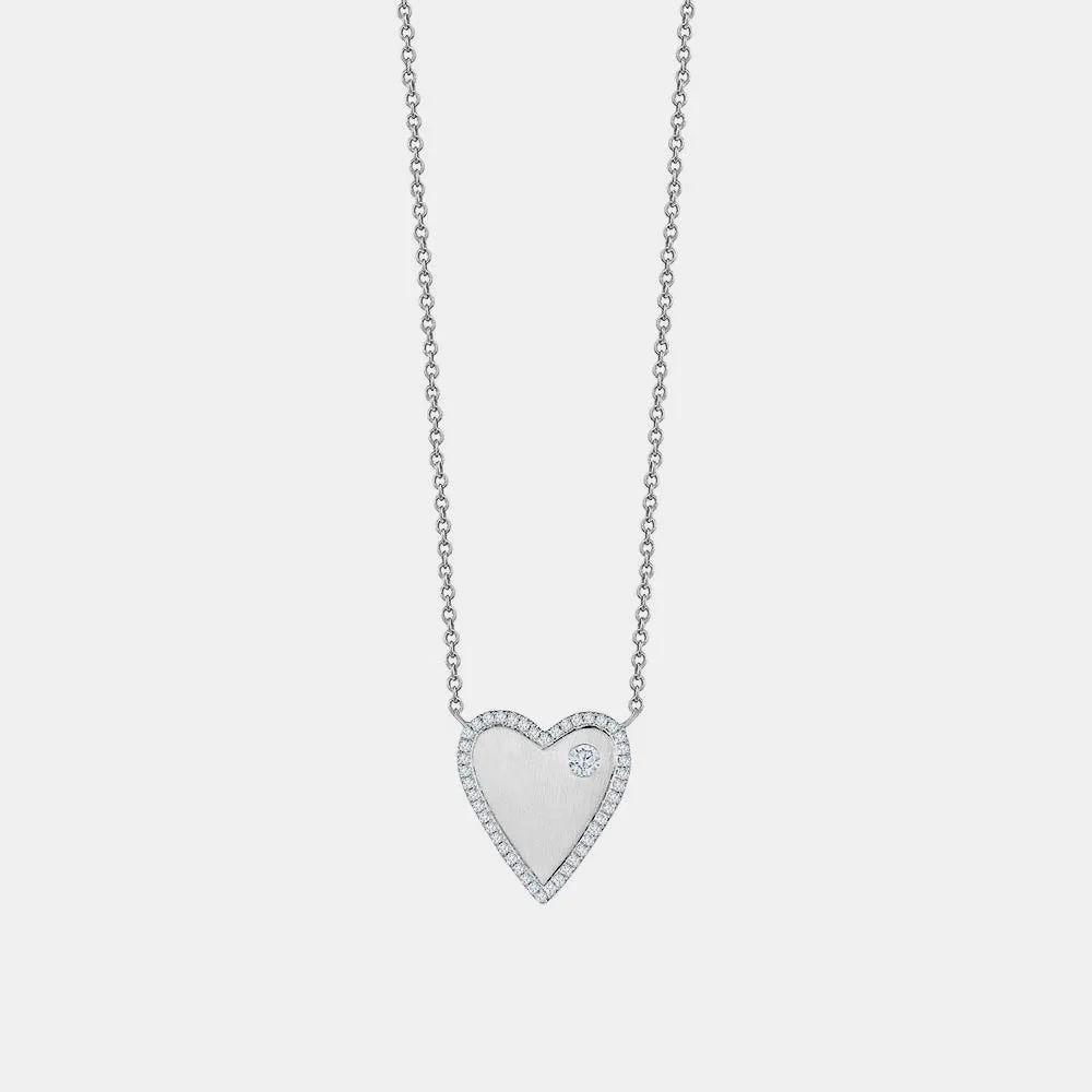 Gold Diamond Border Heart Necklace