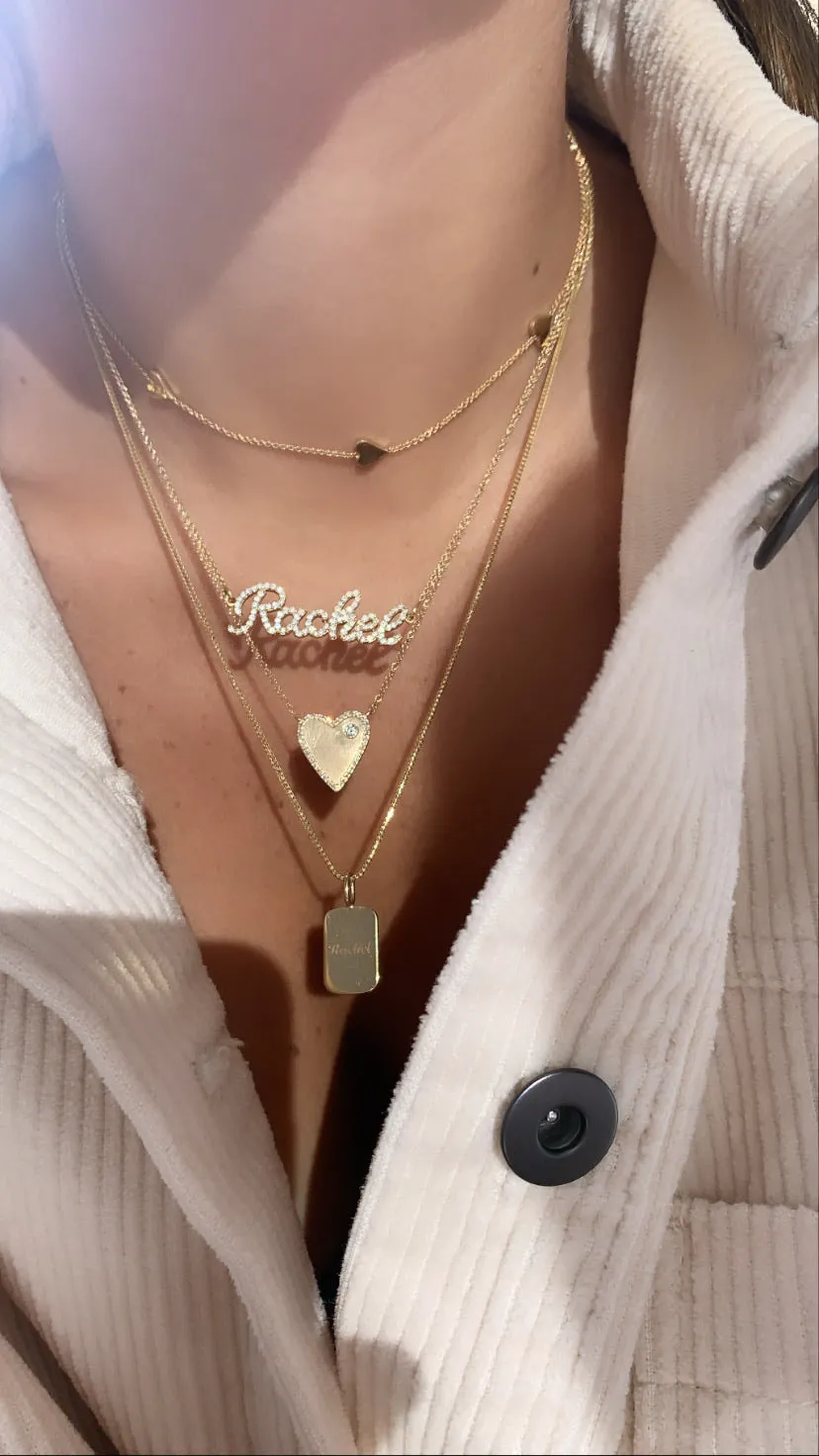 Gold Diamond Border Heart Necklace