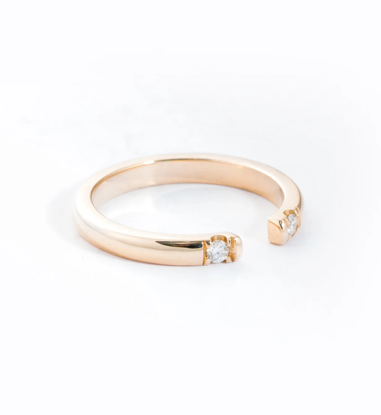 Gold Half Round Two Diamond Ring