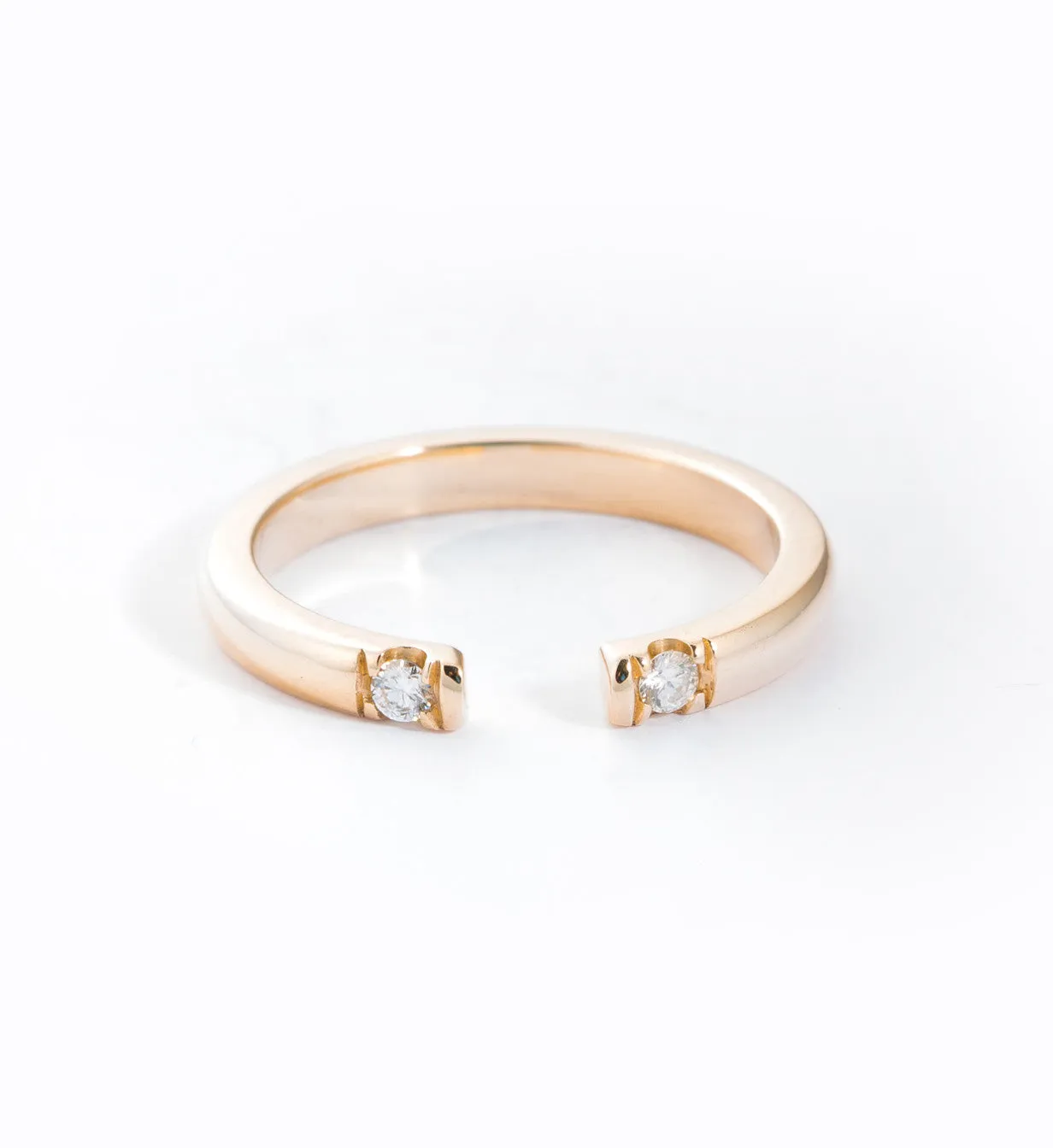 Gold Half Round Two Diamond Ring