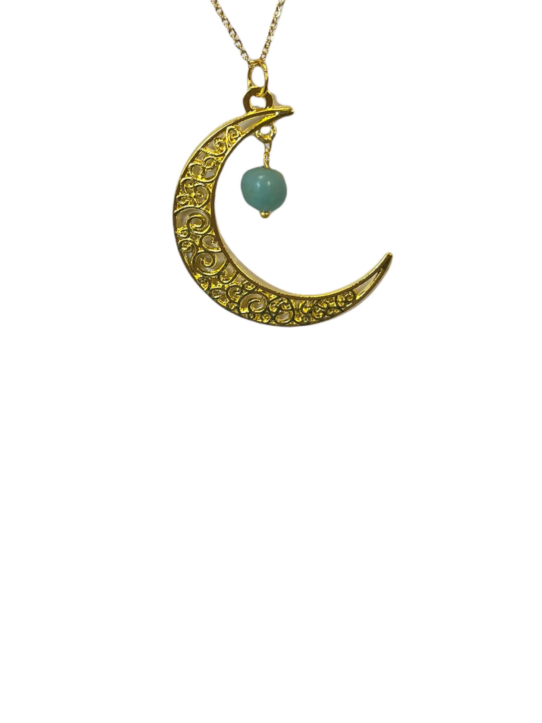 Gold Moon Necklace with Assorted Gemstones