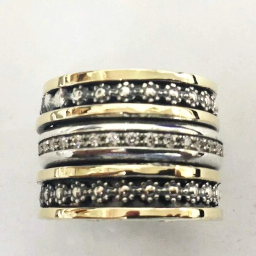 Gorgeous Spinner ring silver and gold for woman