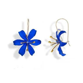 Handmade Gold Plated Silver Royal Blue Flower Earrings