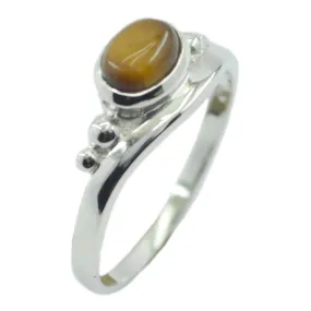 Handsome Gem Tiger Eye 925 Sterling Silver Ring Mickey Mouse Jewelry