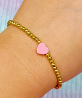 Heart Bracelet - Pink/Gold