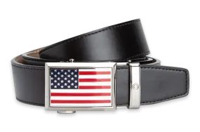 Heritage USA Flag, Black 1 3/8 Strap, Golf Belt