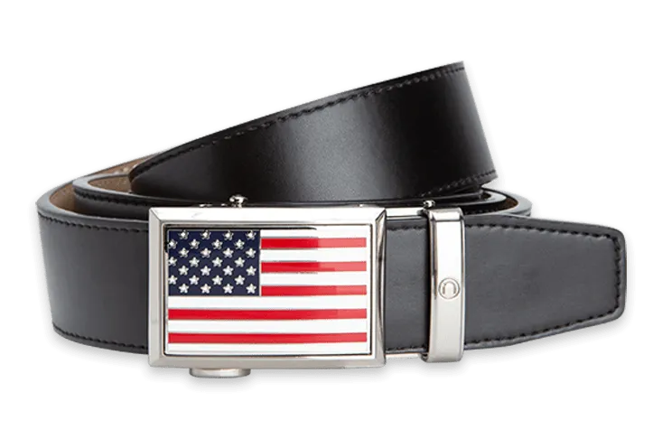 Heritage USA Flag, Black 1 3/8 Strap, Golf Belt