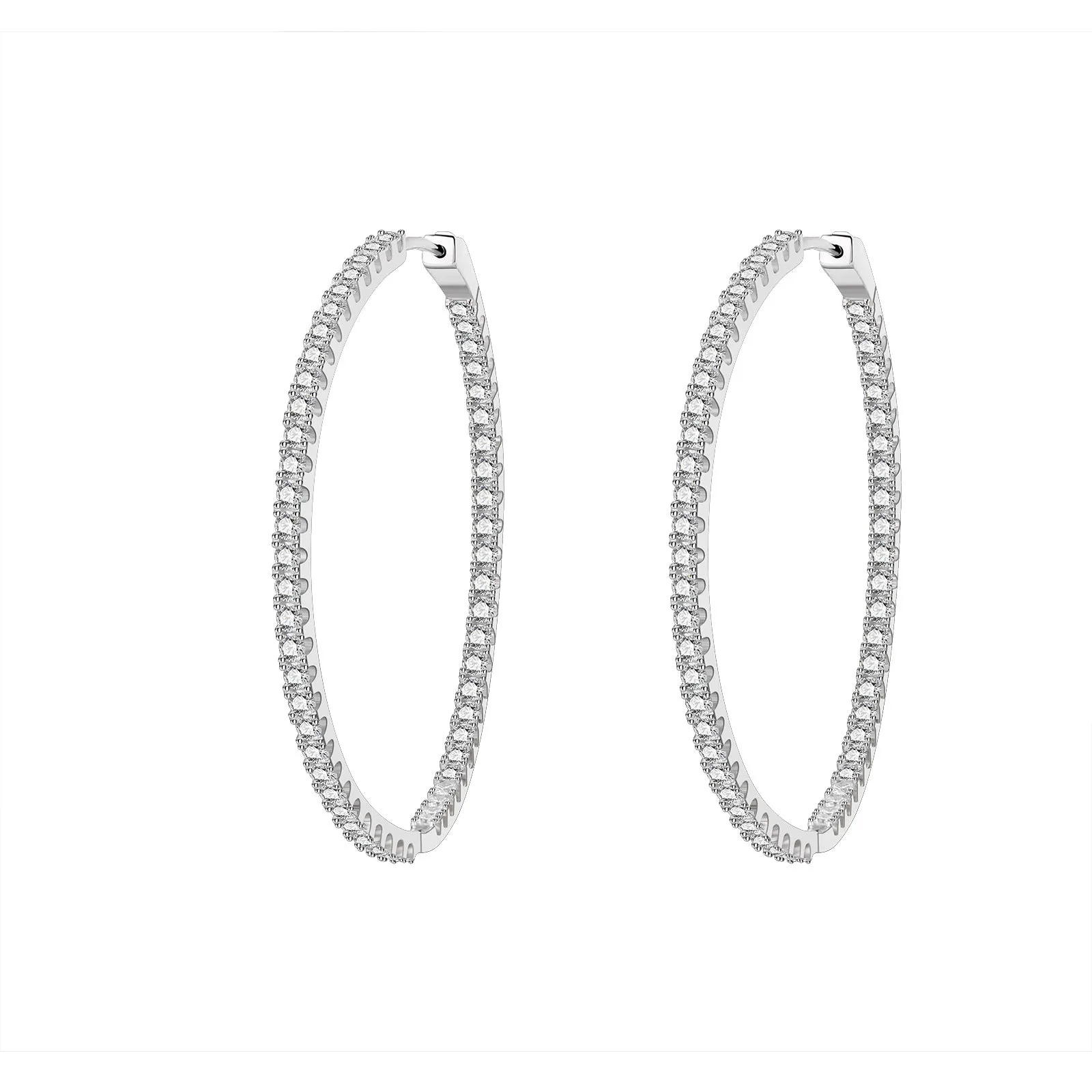 Hoop Inside Out Moissanite Earrings Sterling Silver