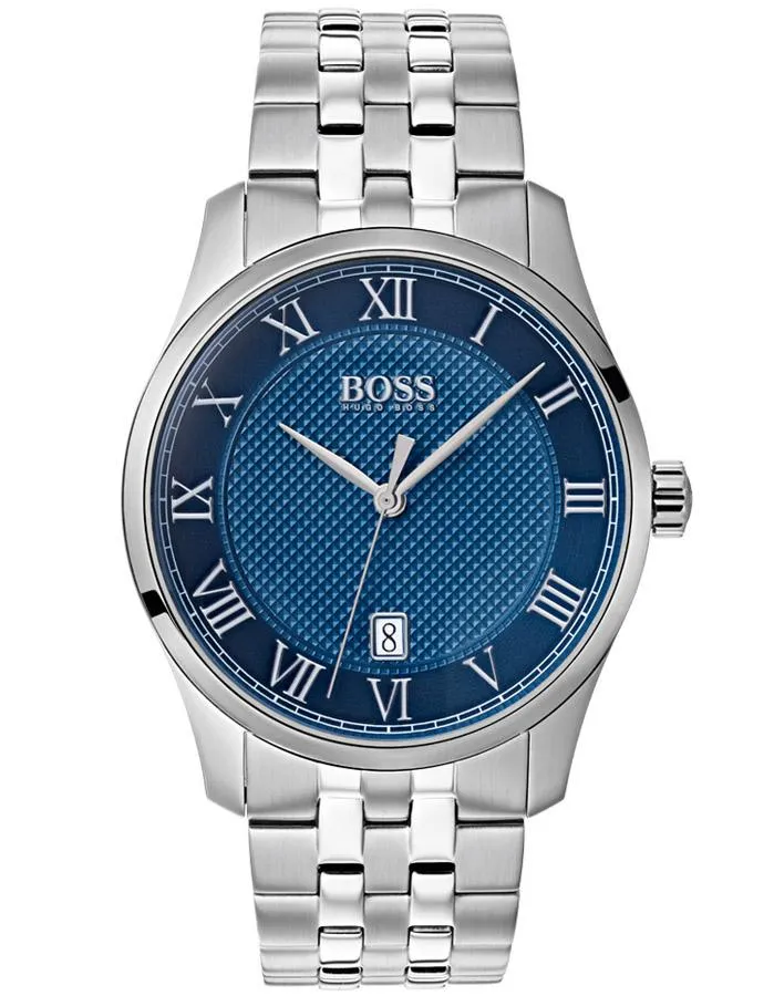 Hugo Boss Mens Master Watch - Stainless Steel - Blue Dial - Bracelet - Date