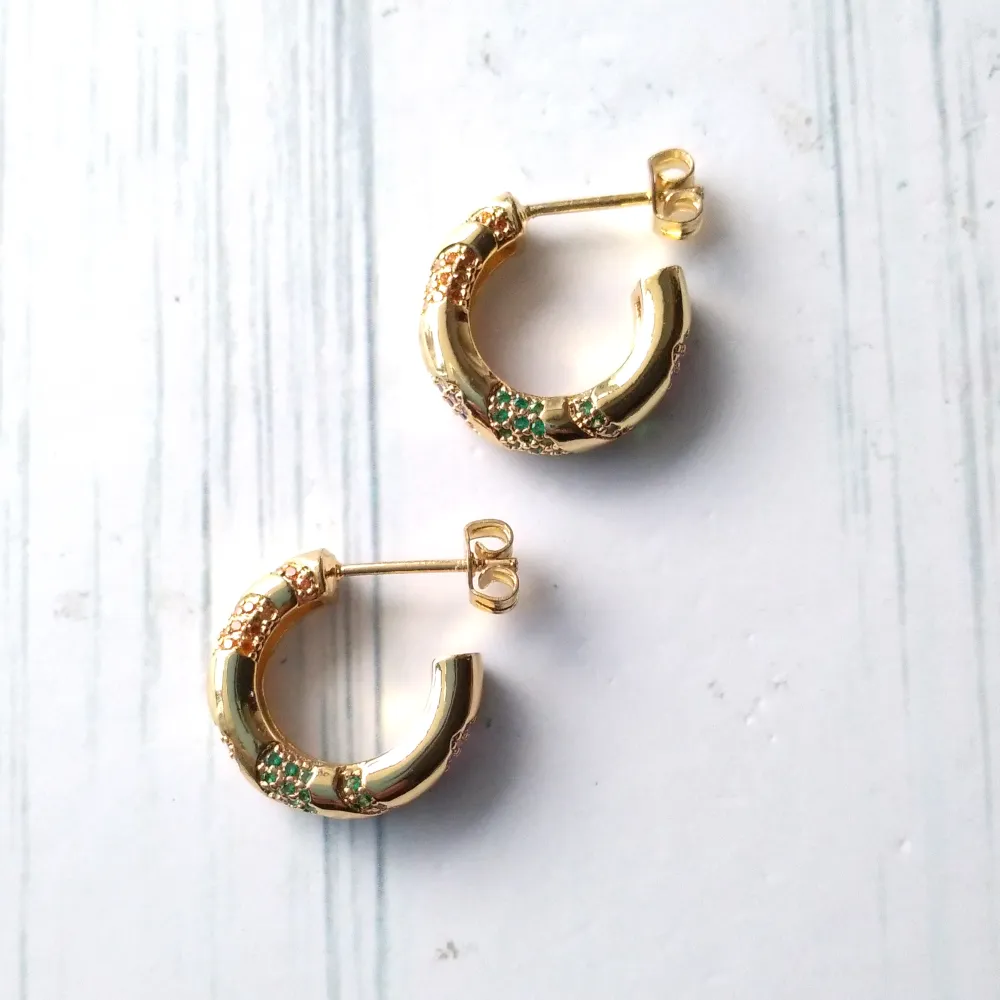 Jeweled Curve Hugger Earrings