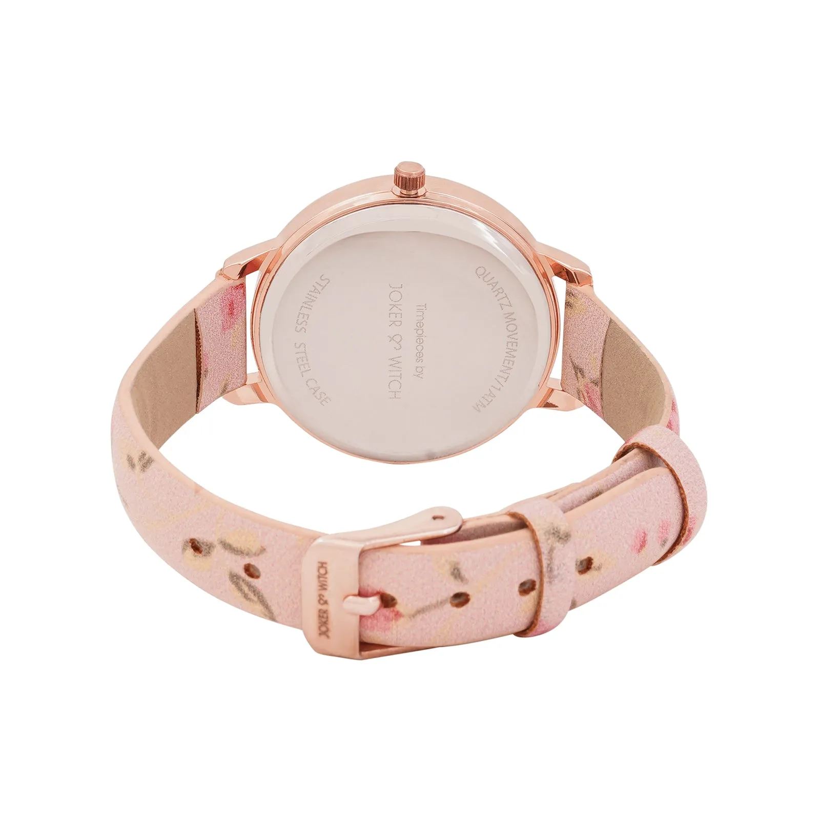 Julina White Dial Pink Printed Pu Strap Watch