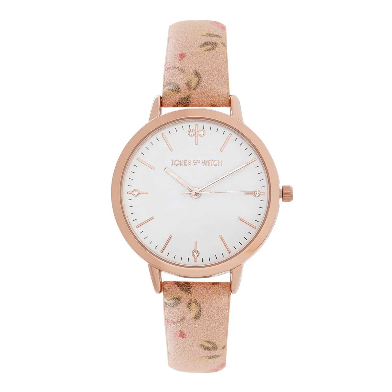 Julina White Dial Pink Printed Pu Strap Watch