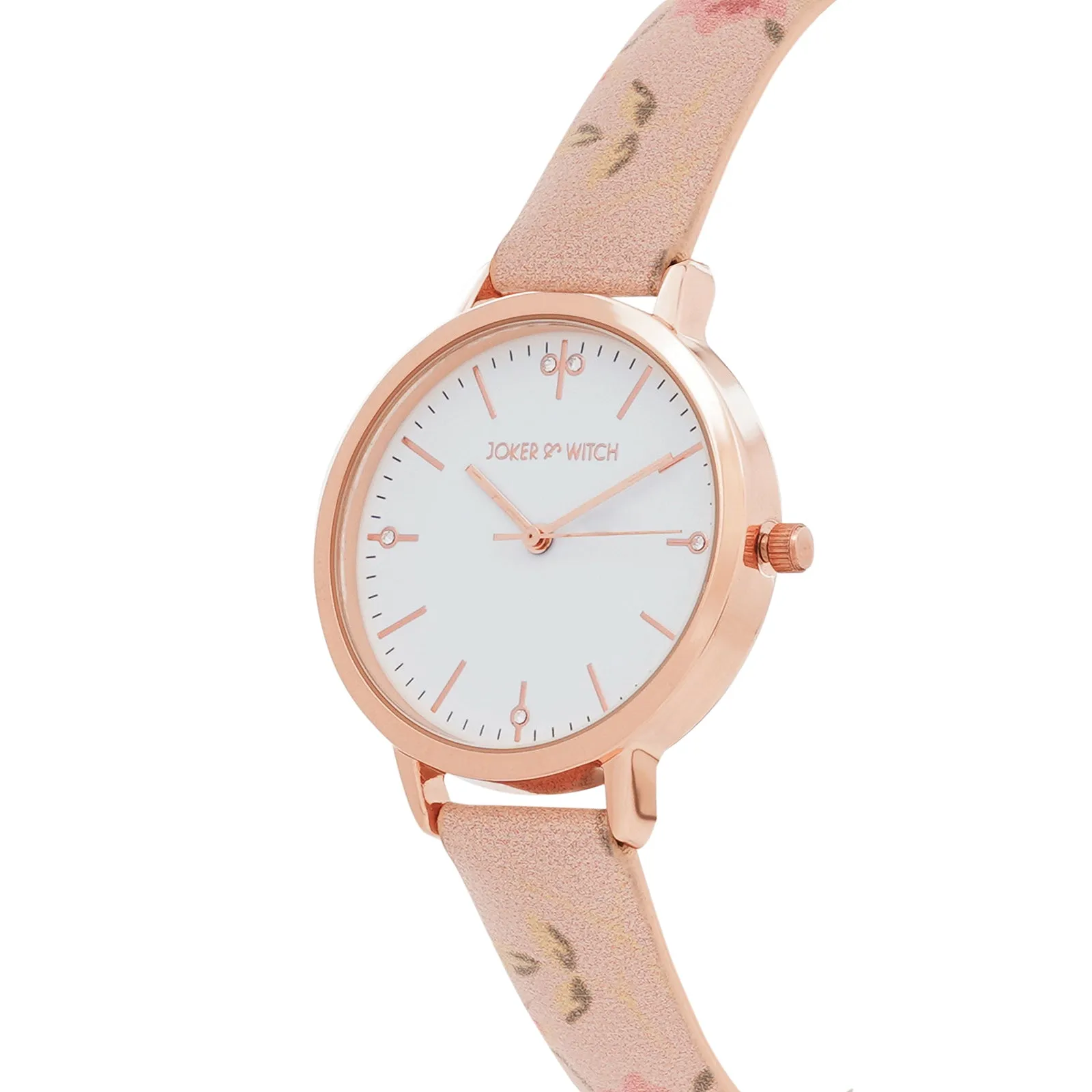 Julina White Dial Pink Printed Pu Strap Watch